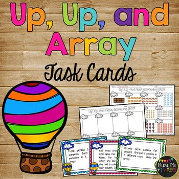 Array Task Cards Game for Second Grade, Math Centers, Multiplication