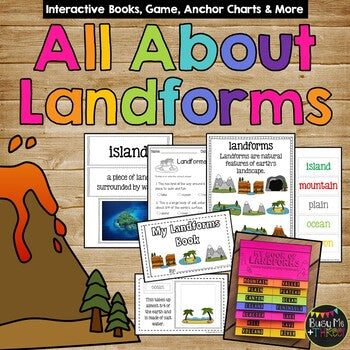 Landforms and Bodies of Water Interactive Books, Posters, Game, & Worksheets
