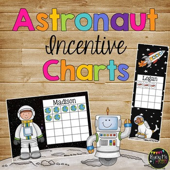 Incentive Charts, Sticker Chart, EDITABLE Astronaut Theme {Blacklines Included}