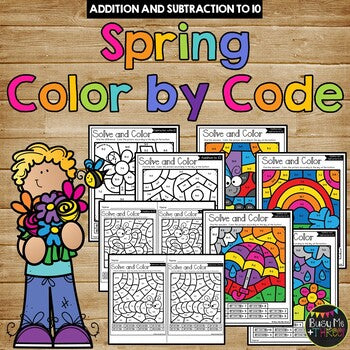 Color by Code Spring Math Activities {Addition and Subtraction to 10}