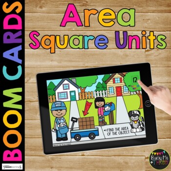 Area Square Units BOOM CARDS™ Measurement Digital Learning Game 2nd Grade