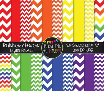 Large Rainbow Chevron Digital Papers {Commercial Use Digital Graphics}