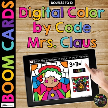 Christmas Boom Cards™ Digital Math Color by Code Distance Learning Mrs. Claus