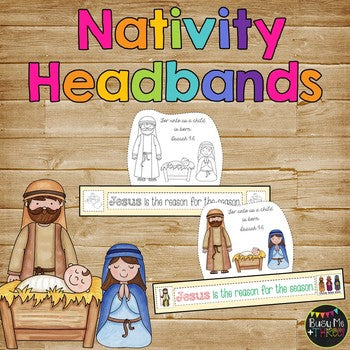 Christmas Activity Nativity Sentence Strip Headband, Jesus {Black Line & Color}