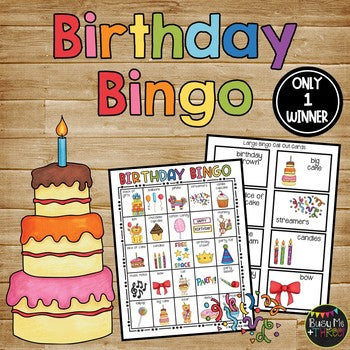 Birthday Bingo Activity Game {25 Different Bingo Cards with ONE Winner}