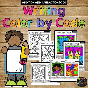 Color by Code WRITING Color by Number {Addition & Subtraction to 20}