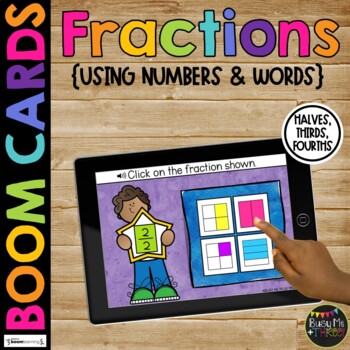 Distance Learning Fraction Game for 1st and 2nd Grade BOOM CARDS™