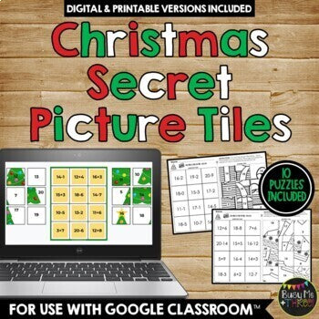 Christmas Secret Picture Tiles Activity Distance Learning Google Classroom™