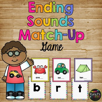 Ending Sounds Match Up Game, Literacy Centers, Beginning of Year