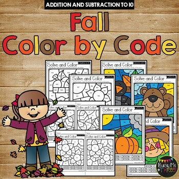 Color by Code Fall Math Activities {Addition and Subtraction to 10}
