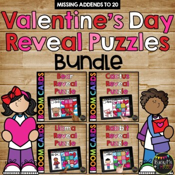 Valentine's Day Boom Cards Mystery Picture Reveal Puzzle Missing Addends