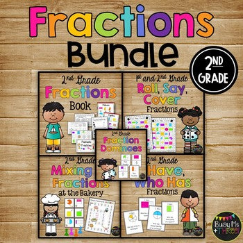 Fractions Activities Bundle Book, Games, Whole Group & Center Activities, 2nd
