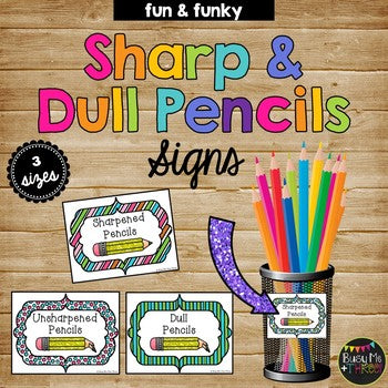 Sharp and Dull Pencil Labels Fun and Funky, Polka Dots and Stripes, Organization