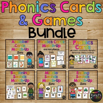 Phonics Games BUNDLE Card Match Up Letters and Sounds
