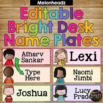 Name Tags for Desk Melonheadz BRIGHT Polka Dots {168 Kids} Fits Target Pockets