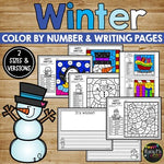 Winter Activities for Writing and Math | Color by Number and Writing Pages