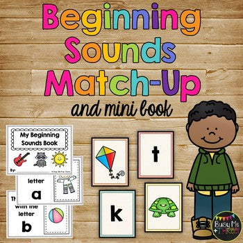 Beginning Sounds Match Up, Letters of the Alphabet, Game and Interactive Book