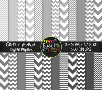 Gray Chevron Digital Papers {Commercial Use Digital Graphics}