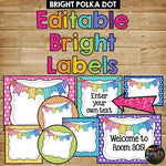 Editable Labels Bright Polka Dots Rainbow Round Square Rectangle