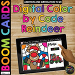 Christmas REINDEER Boom Cards™ Digital Color by Code Distance Learning Rudolph