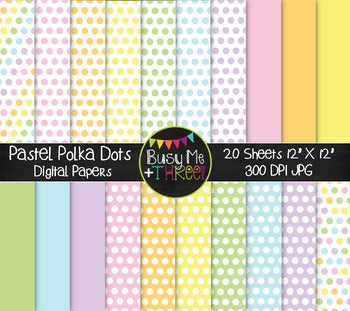 Pastel Polka Dots Digital Papers {Commercial Use Digital Graphics}