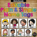 Editable Name Tags and Labels Melonheadz Plain and Simple {168 Kids}