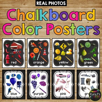 Color Posters and Signs WHITE and CHALKBOARD Classroom Decor