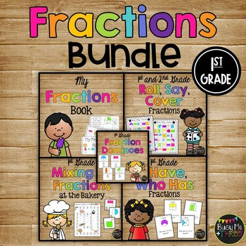 FRACTIONS Bundle with Book, Games, Whole Group & Center Activities