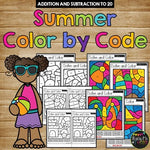 Color by Code Summer Math Activities {Addition & Subtraction to 20} End of Year