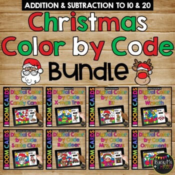 Christmas Boom Cards™ DIGITAL Color by Code BUNDLE, 8 Decks Add & Subtract