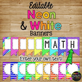 Editable Banners Neon & White, Bright