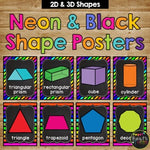 2D and 3D Shape Posters NEON AND CHALKBOARD Classroom Decor