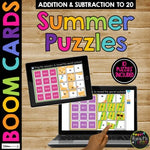 End of the Year Boom Cards™ Digital Math Puzzles Mystery Pictures Summer