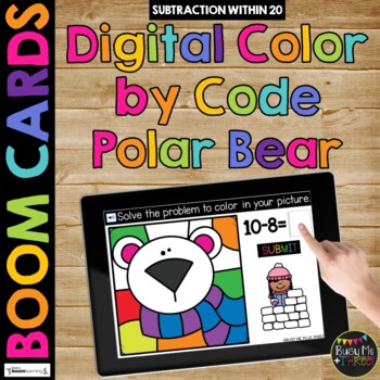 Winter Boom Cards™ Color by Code POLAR BEAR Digital Learning Activity