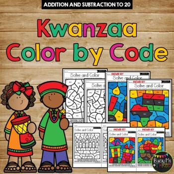 Kwanzaa Color by Code {Addition & Subtraction to 20} Mystery Pictures
