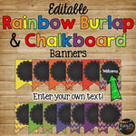 Editable Banners {Rainbow Chevron Burlap & Chalkboard Theme}