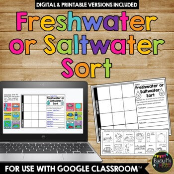 Freshwater and Saltwater Sort Printable and Digital for Google Classroom™