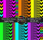 Neon & Black Chevron Digital Papers {Commercial Use Digital Graphics}