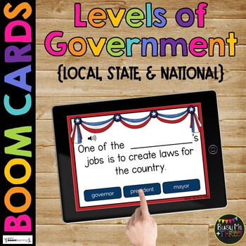 Levels of Government BOOM CARDS™ Local, State, and National | Distance Learning