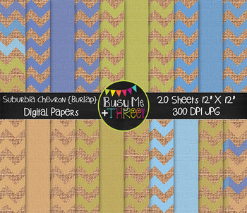 Suburbia Chevron on Burlap Digital Papers {Commercial Use Digital Graphics}