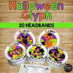 Halloween Activities Glyph Sentence Strip Headband Color by Number