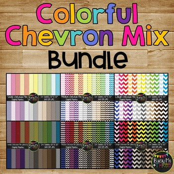 Colorful Chevron Mix Bundle Digital Papers {Commercial Use Digital Graphics}