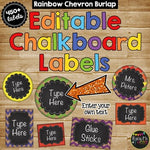 Editable Labels Rainbow Chevron Burlap & Chalkboard {Over 450 Labels}