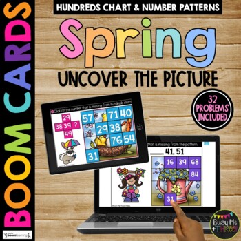 SPRING Boom Cards™ Uncover the Picture Set 1 Hundreds Chart and Number Patterns