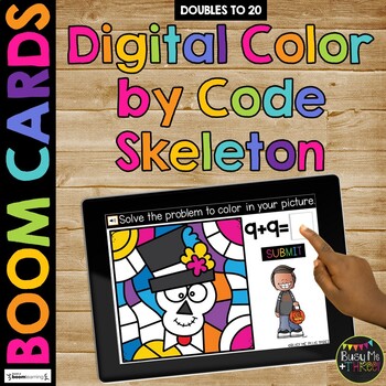 Boom Cards™ Halloween Color by Code SKELETON Digital Learning Activity