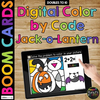 Boom Cards™ Halloween Color by Code JACK-O-LANTERN Digital Learning Activity