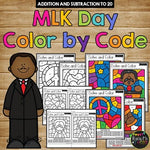 Color by Code Martin Luther King Math Activities {Addition & Subtraction to 20}