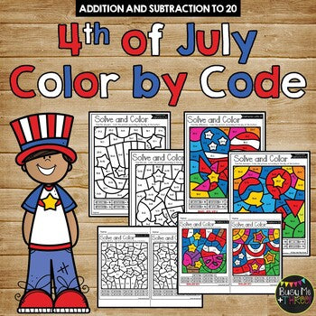 Color by Code 4TH OF JULY Math Activities {Addition & Subtraction to 20}