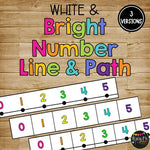 Classroom Decor Number Line & Number Path BRIGHT AND WHITE {-100 to 300}