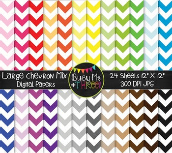 LARGE Chevron Mix Digital Papers {Commercial Use Digital Graphics}